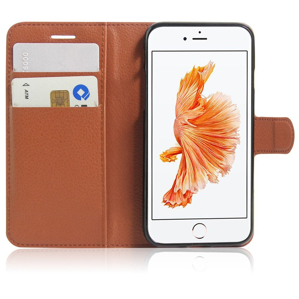 iPhone SE (2022 / 2020) / 8 / 7 Phone Wallet Case Soft Pouch Leather Brown