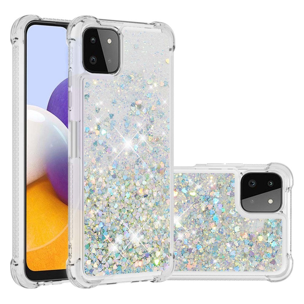 EIDERWOOD Samsung Galaxy A22 (5G) Flexible Plastic Case with Liquid Glitter - Silver