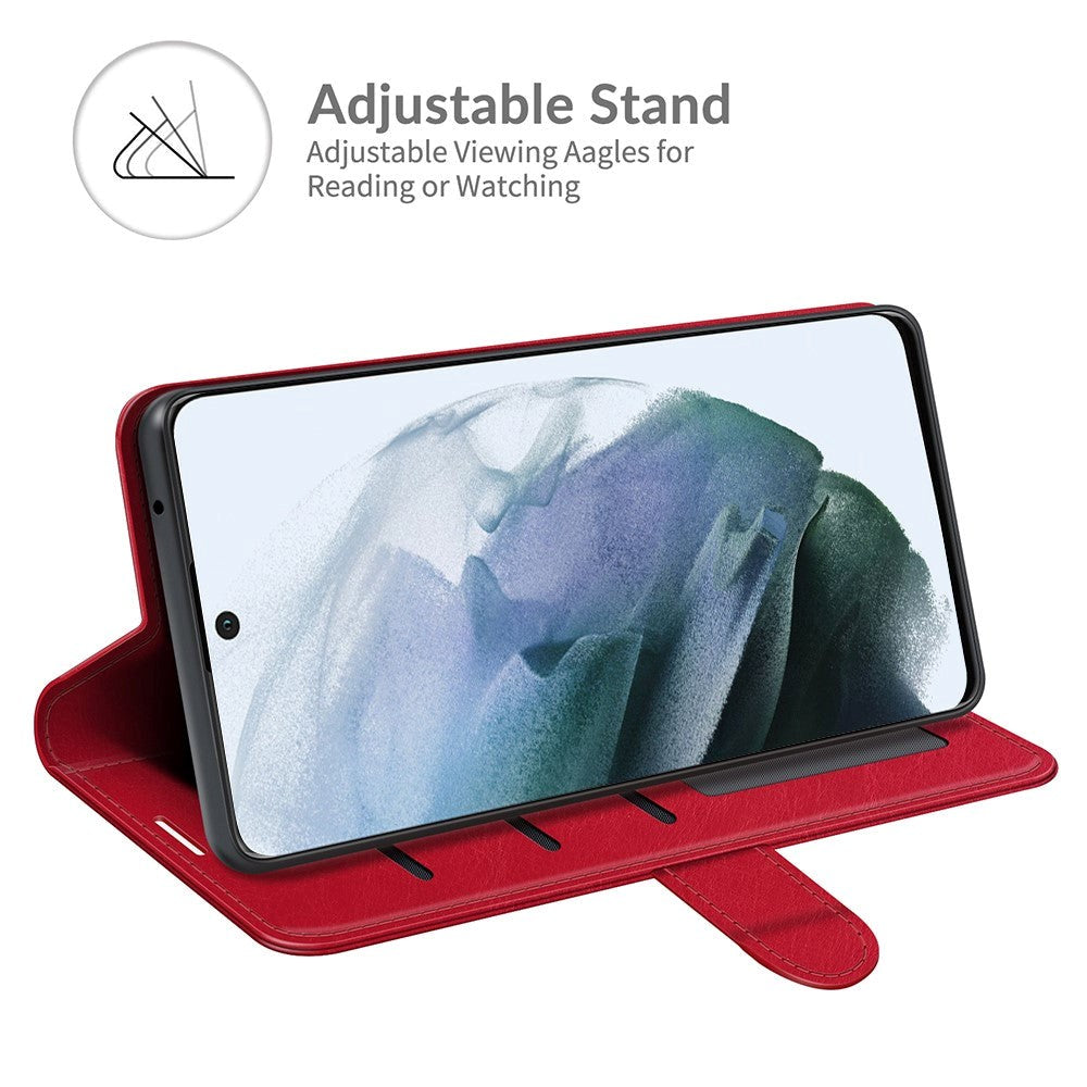 Samsung Galaxy S21 FE (5G) Neutral Leather Wallet Case - Red