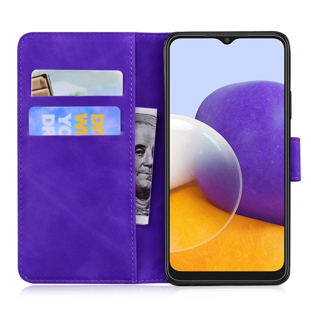 EIDERWOOD Samsung Galaxy A22 (5G) Faux Leather Flip Case with Cardholder & Stand Function - Purple