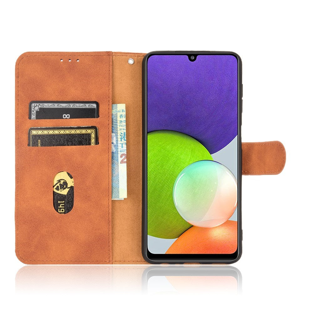 EIDERWOOD Samsung Galaxy A22 (4G) Faux Leather Flip Case with Cardholder & Stand Function - Brown