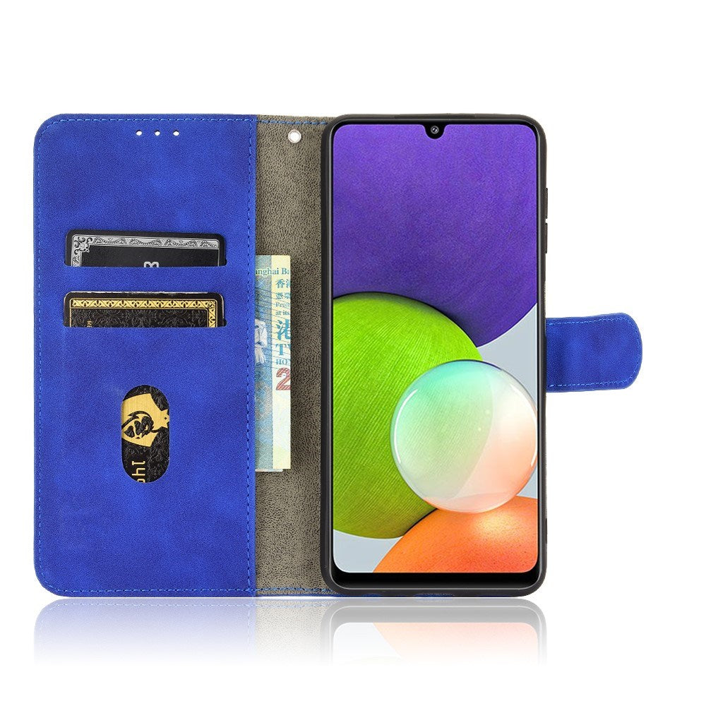 EIDERWOOD Samsung Galaxy A22 (4G) Faux Leather Flip Case with Cardholder & Stand Function - Blue