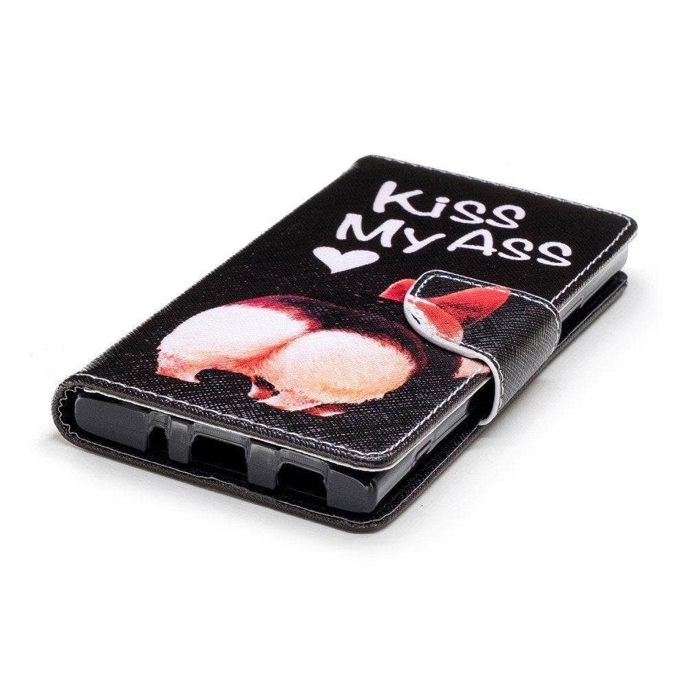 Sony Xperia XA2 Faux Leather Flip Case w. Card Holder - Kiss