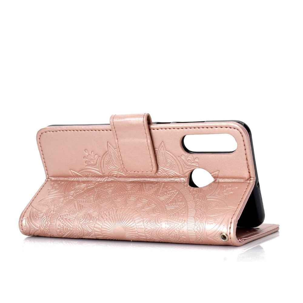 Huawei P30 Lite Leather Wallet Case - Mandala Pattern Rose Gold