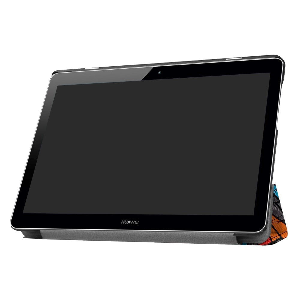 Huawei MediaPad T3 10 9.6" Case - Tri-Fold Leather Case "Crazy Patterns" Grey