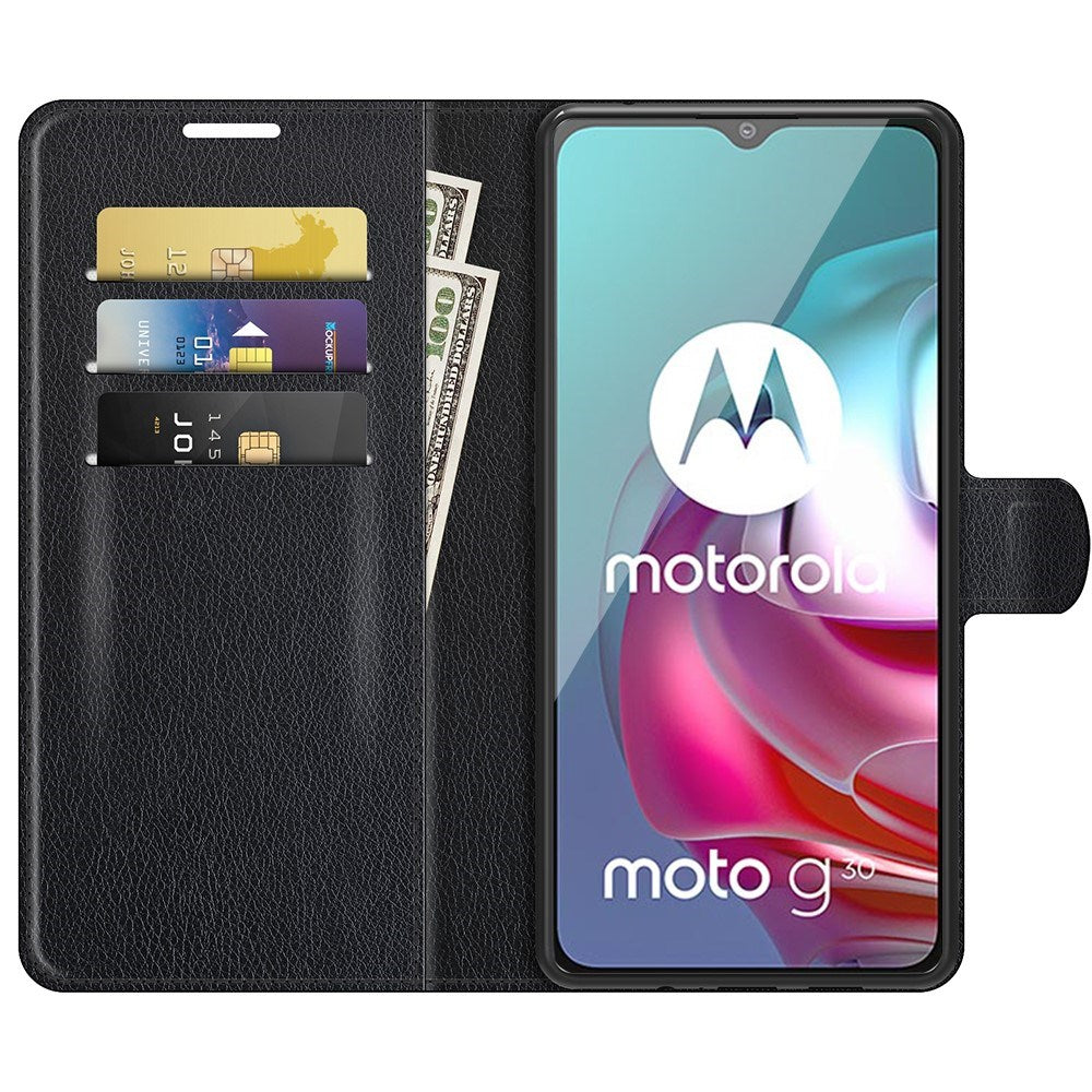 EIDERWOOD Motorola Moto G10 / G20 / G30 Faux Leather Flip Case with Cardholder & Stand Function - Black