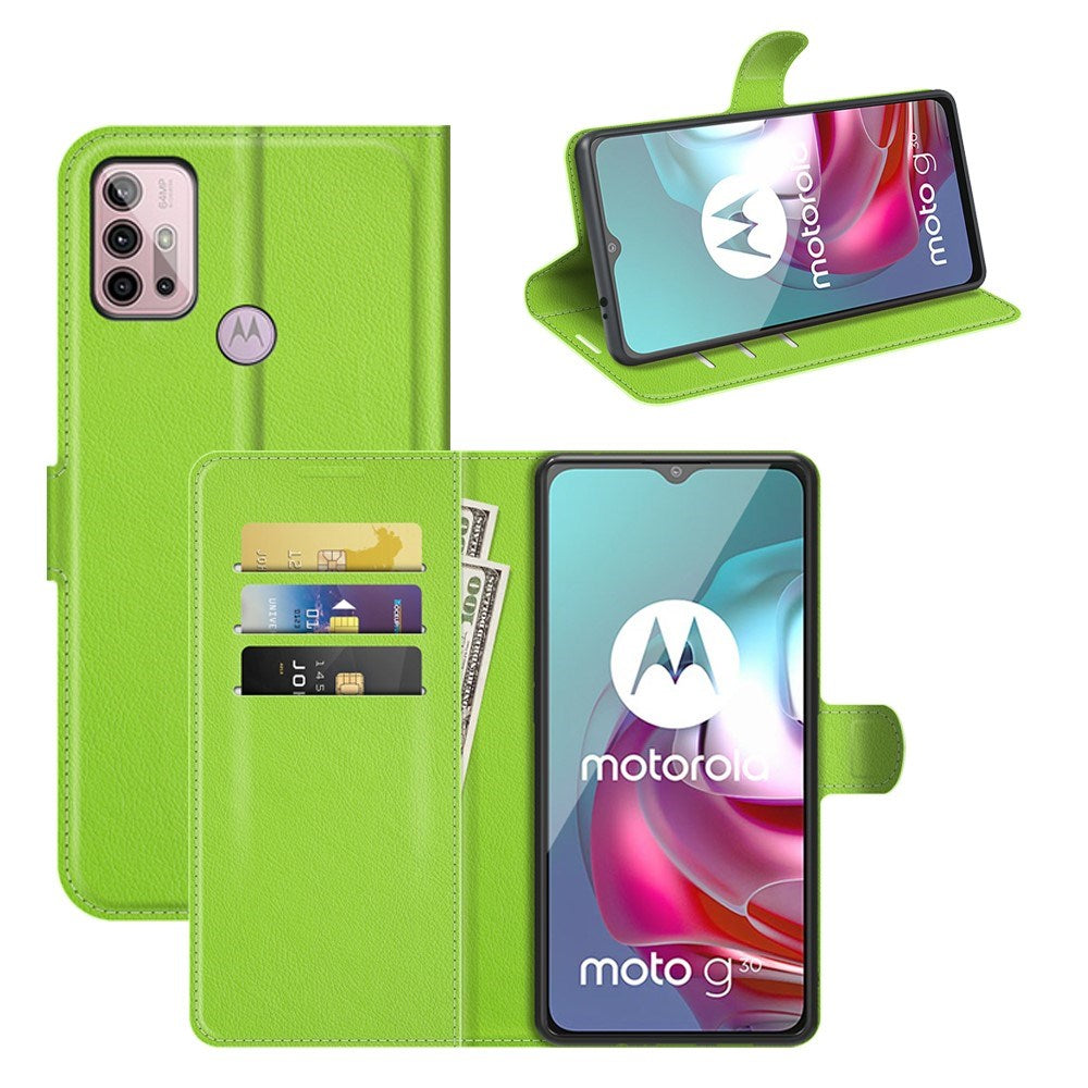 EIDERWOOD Motorola Moto G10 / G20 / G30 Faux Leather Flip Case with Cardholder & Stand Function - Green