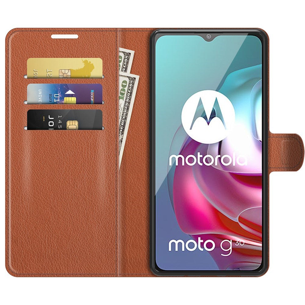 EIDERWOOD Motorola Moto G10 / G20 / G30 Faux Leather Flip Case with Cardholder & Stand Function - Brown