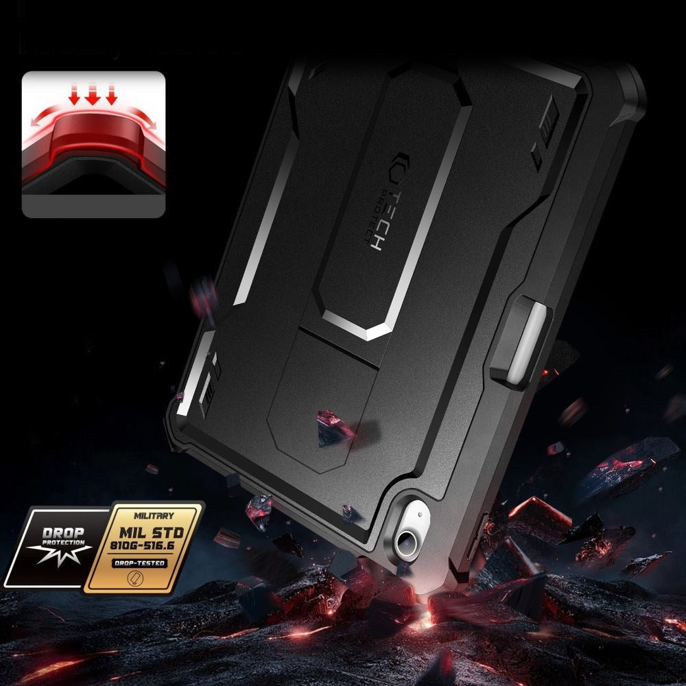 iPad 11 (2025) / iPad 10.9 (2022/2024) Tech-Protect Kevlar Pro 360 Cover with Screen Protector - Black