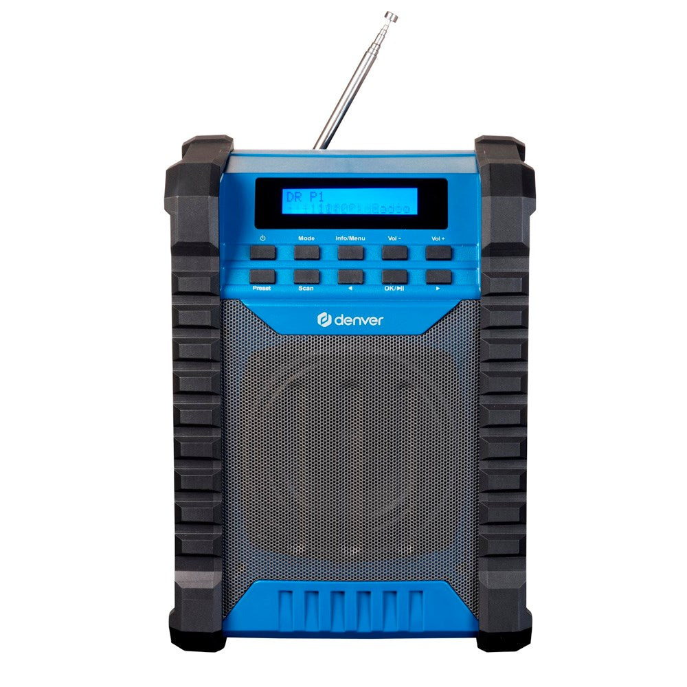 Denver Wireless Bluetooth Tough Speaker with DAB / FM Radio - Black / Blue
