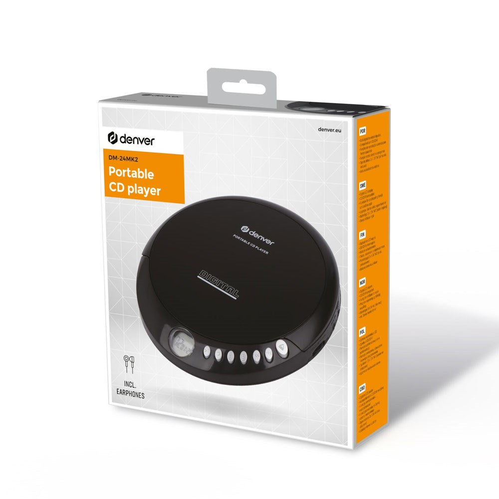 Denver DM-24MK2 Portable CD Player with Headphones – Black