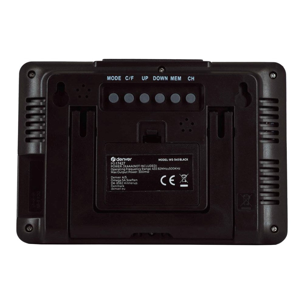 Denver Weather Station with Built-in Clock & Colorful Display - Black