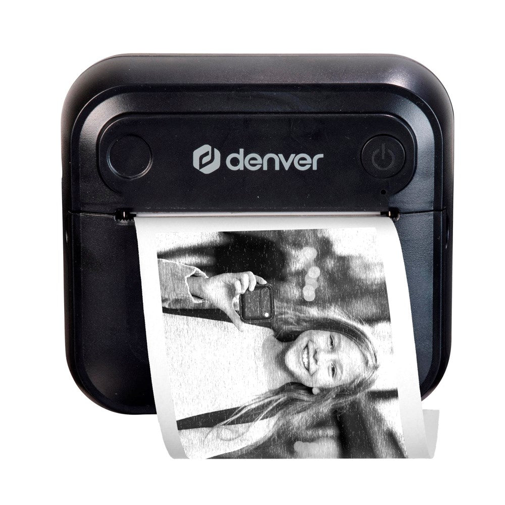 Denver MBP-32B Bluetooth Thermal Printer - incl. 1 x Roll of Printer Paper 1 x Roll of Sticker Paper - Black
