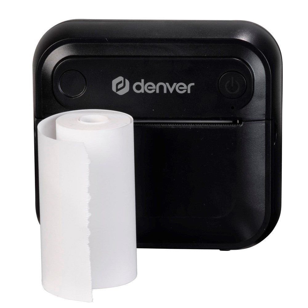 Denver MBP-32B Bluetooth Thermal Printer - incl. 1 x Roll of Printer Paper 1 x Roll of Sticker Paper - Black