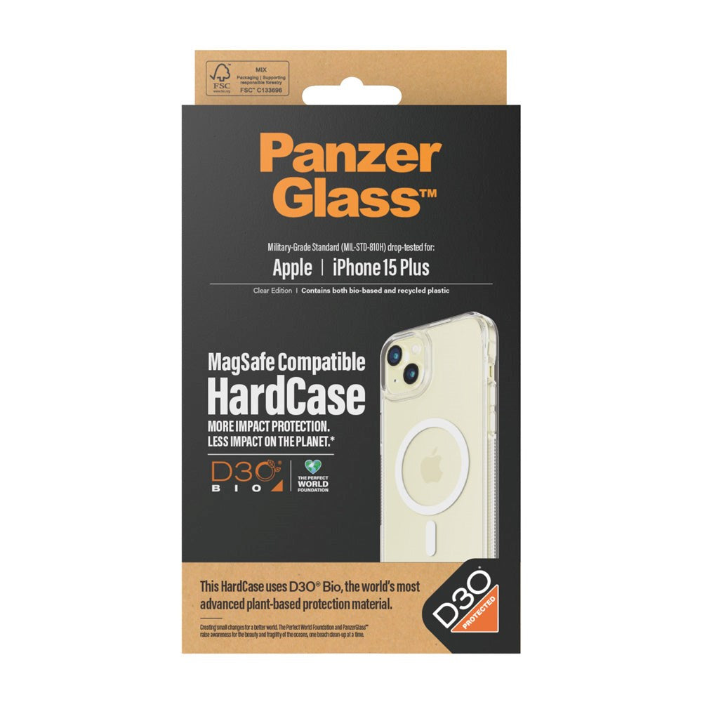 iPhone 15 Plus Case PanzerGlass D3O® Bio HardCase - MagSafe Compatible - Transparent