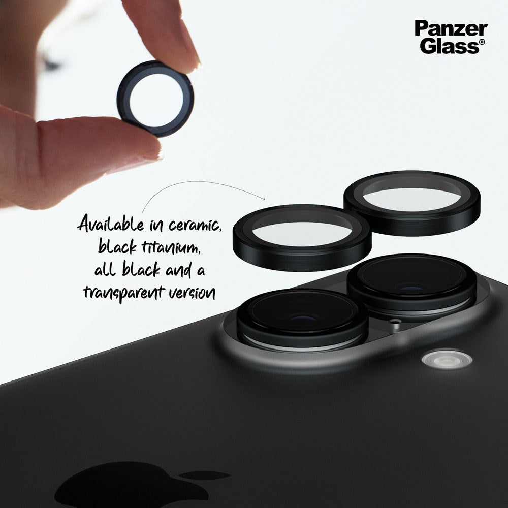 iPhone 16 / 16 Plus PanzerGlass Hoops - Camera Protection - Transparent / Black