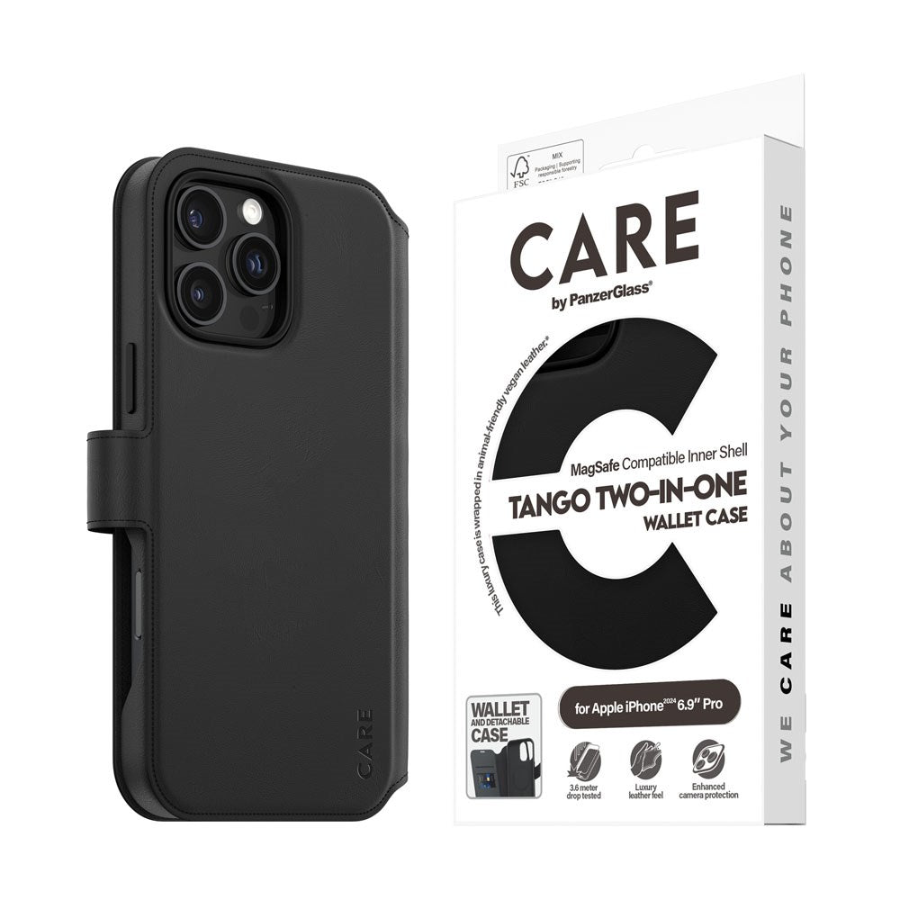 CARE by PanzerGlass iPhone 16 Pro Max Feature Tango 2-in-1 Flip Case with Wallet - Black