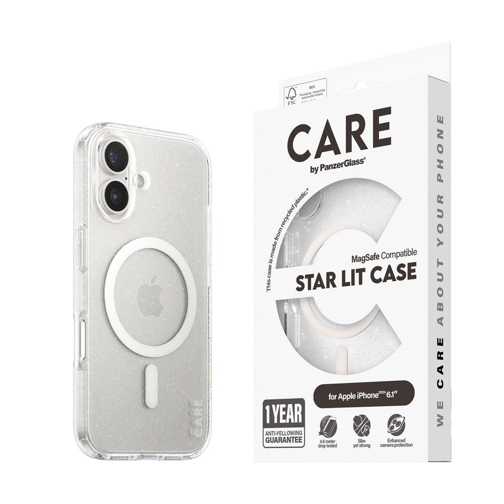 CARE by PanzerGlass iPhone 16 FLAGSHIP Urban Combat Case - MagSafe Compatible - Star Lit / White