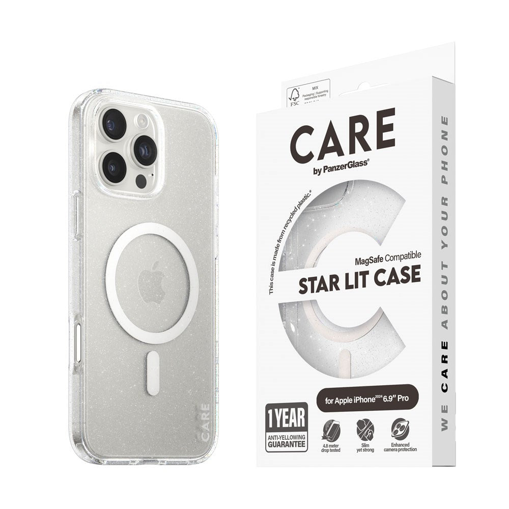 CARE by PanzerGlass iPhone 16 FLAGSHIP Urban Combat Case - MagSafe Compatible - Star Lit / White