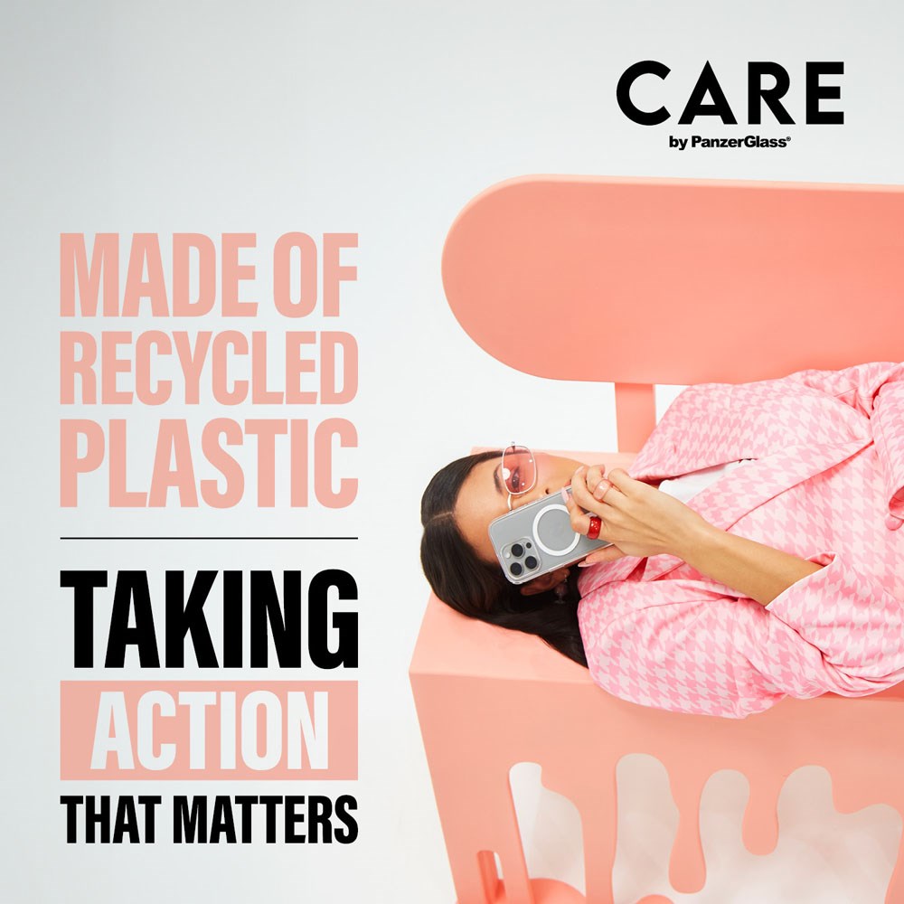 CARE by PanzerGlass iPhone 16 FLAGSHIP Urban Combat Case - MagSafe Compatible - Transparent / Peach Fuzz