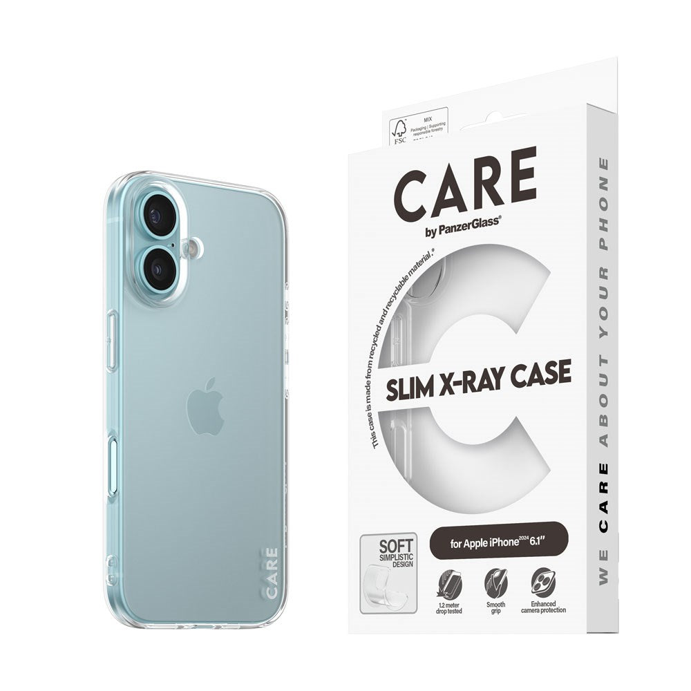 CARE by PanzerGlass iPhone 16 FASHION X-Ray Soft Basic Case - Transparent