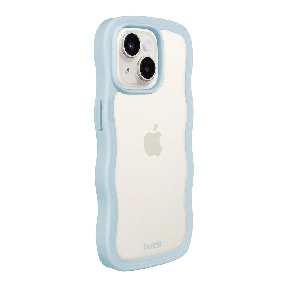 Holdit iPhone 15 / 14 / 13 Wavy Case - Mineral Blue / Transparent
