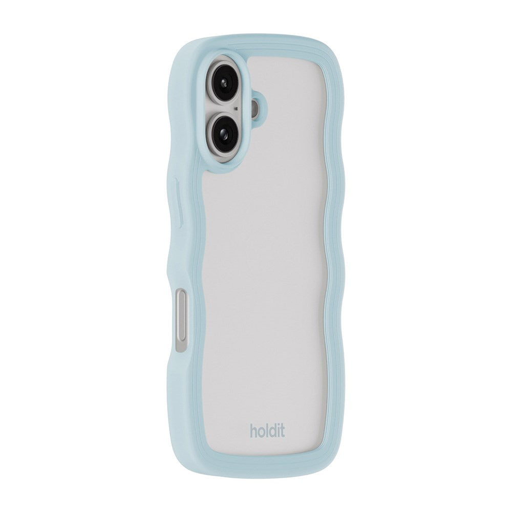 Holdit iPhone 16 Wavy Case - Mineral Blue / Transparent