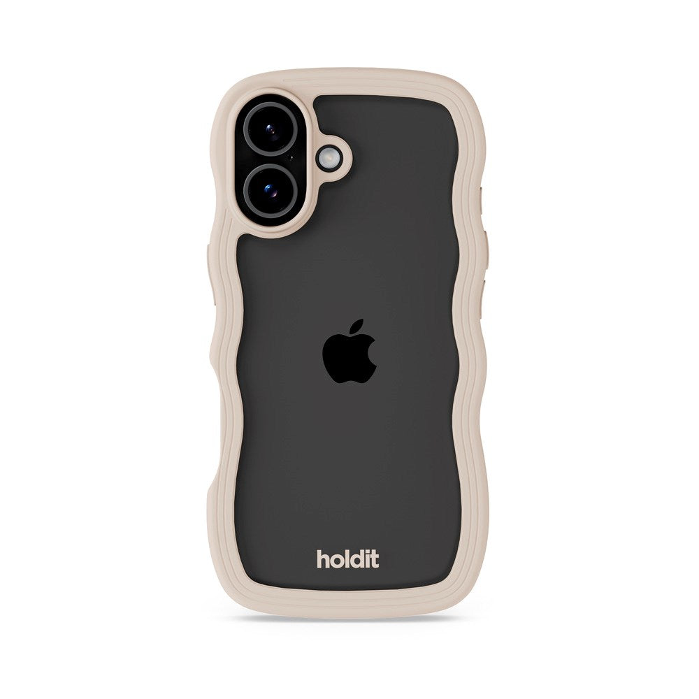 Holdit iPhone 17 Wavy Case - Light Beige / Transparent