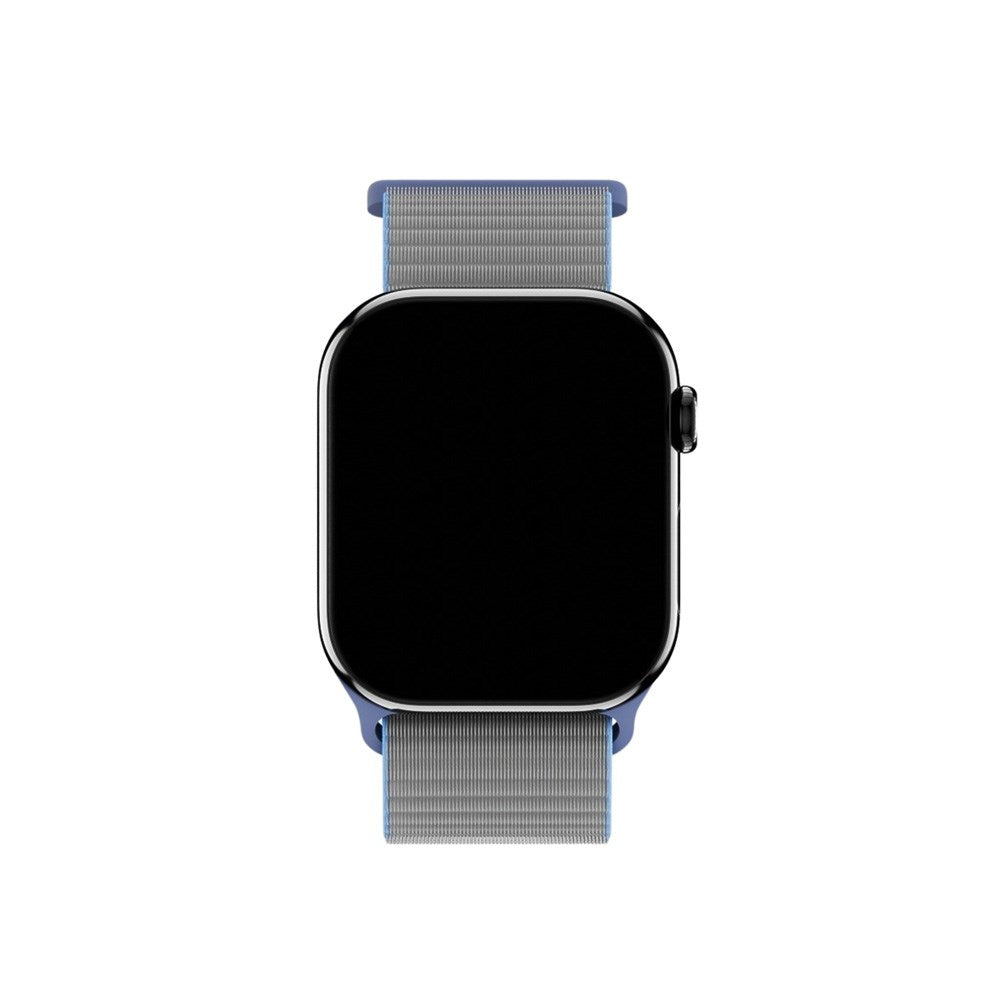 Apple Watch (38/40/SE/41/42mm) Holdit Nylon Watch Strap with Velcro Closure - Grey / Blue