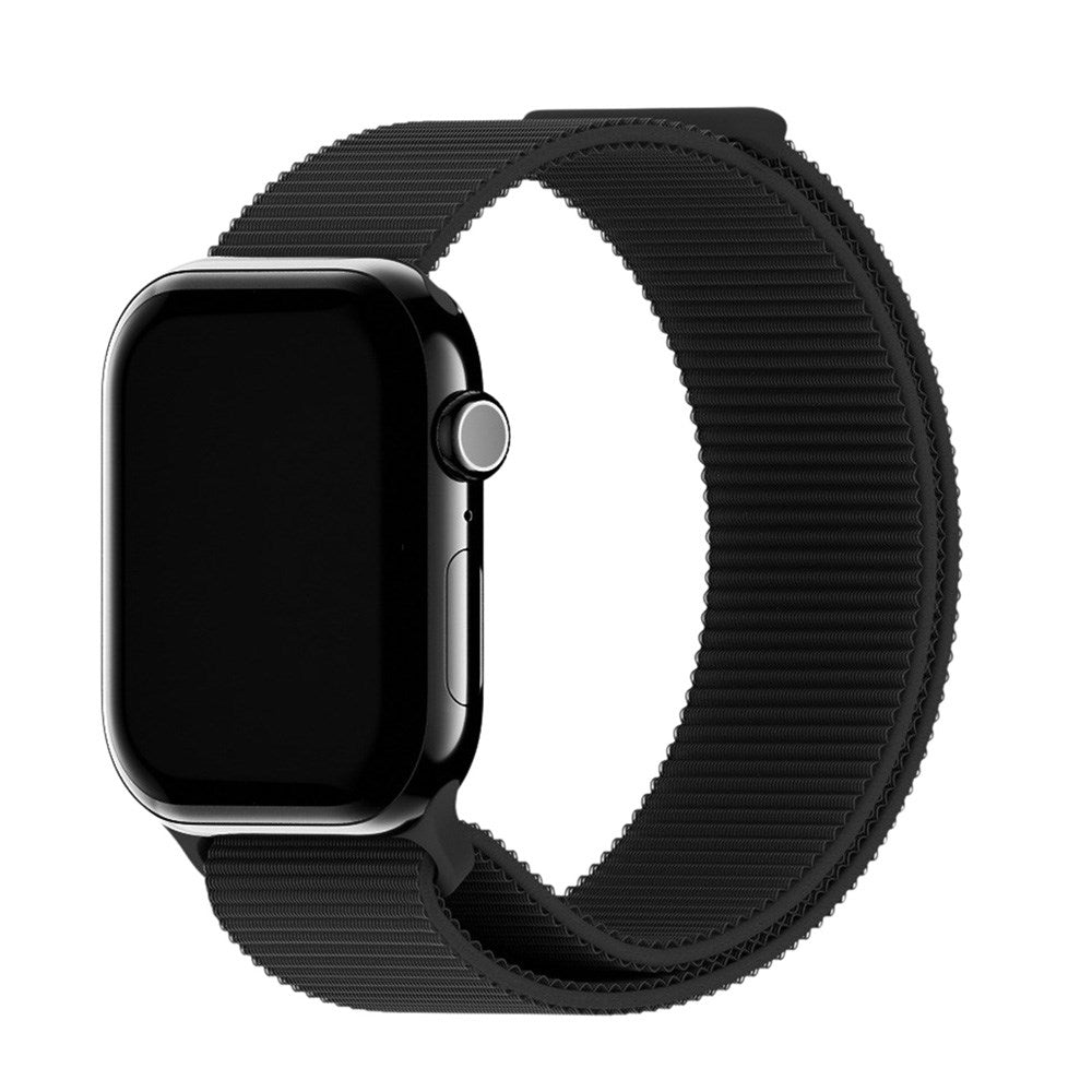 Apple Watch (42/44/SE/45/46/49mm) Holdit Nylon Watch Strap with Velcro Closure - Black