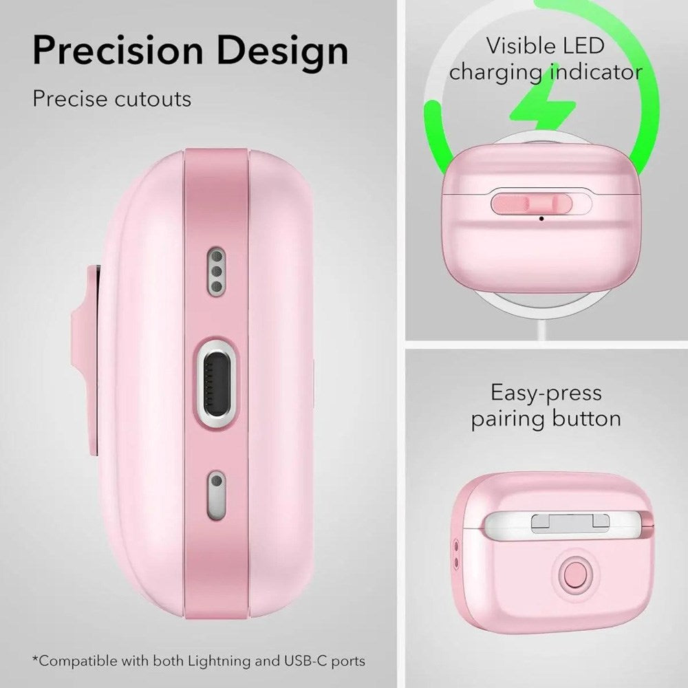 ESR AirPods Pro (1st & 2nd Gen) HaloLock Pulse Case - MagSafe Compatible - Pink