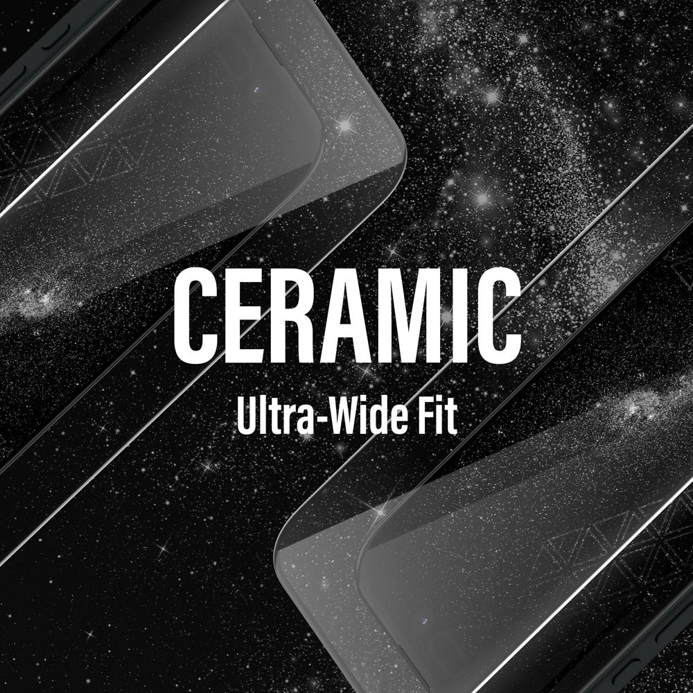 iPhone 15 / 16 PanzerGlass Ultra Wide Fit Ceramic Screen Protector w. EasyAligner - Black Edge