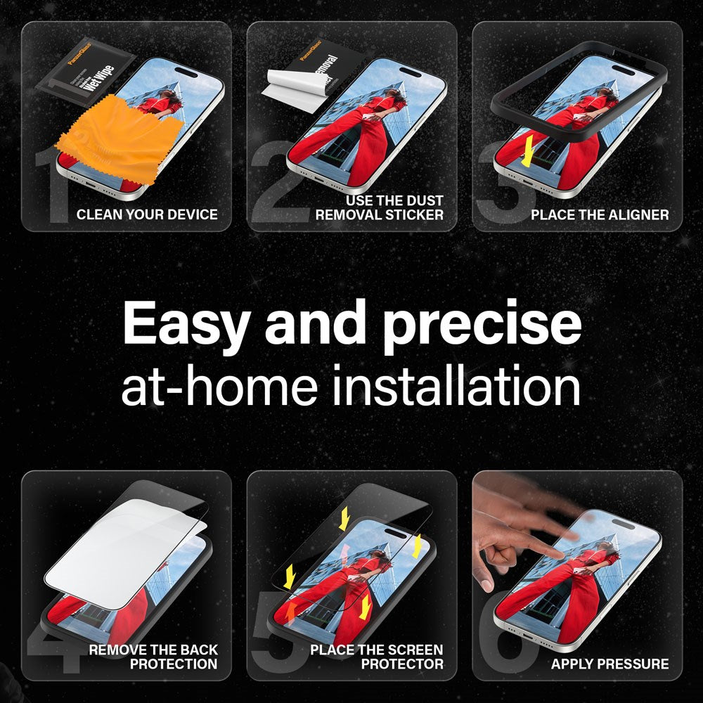 iPhone 15 / 16 PanzerGlass Ultra Wide Fit Ceramic Screen Protector w. EasyAligner - Black Edge