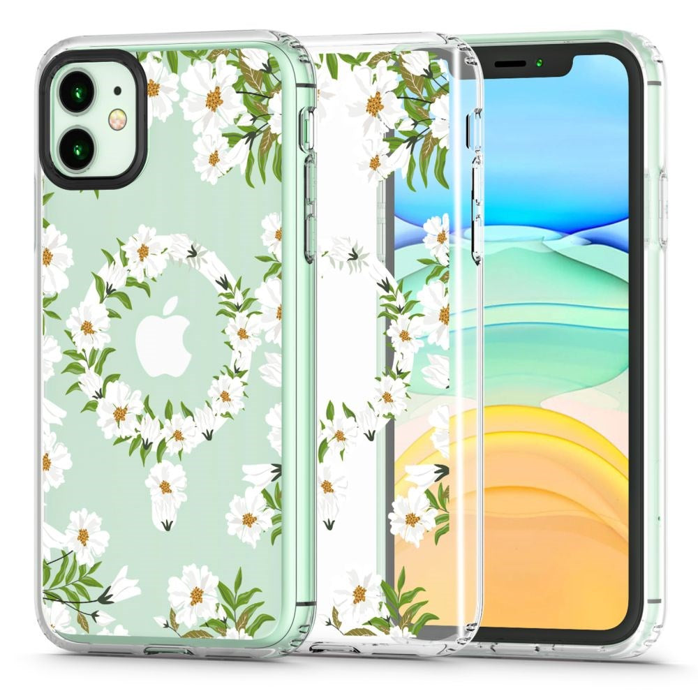 iPhone 11 Tech-Protect MagMood Case - MagSafe Compatible - White Daisy