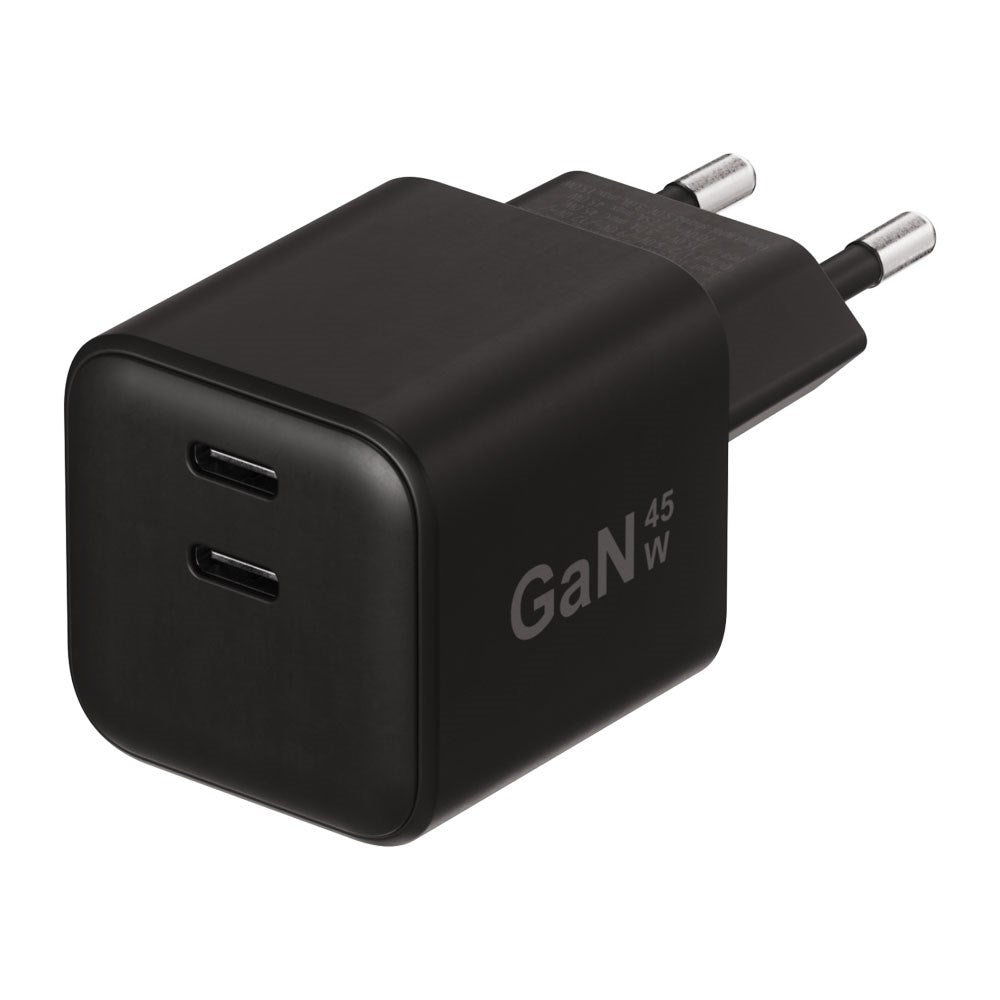 X2O 45W GaN Wall Charger with 2x USB-C - Black