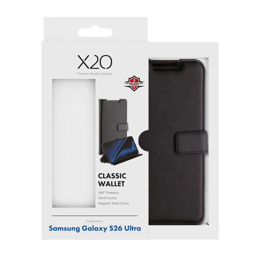 Samsung Galaxy S26 Ultra X2O Classic Wallet Flip Case - Black