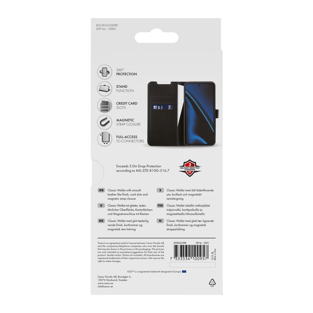 Samsung Galaxy S26+ (Plus) X2O Classic Wallet Flip Case - Black