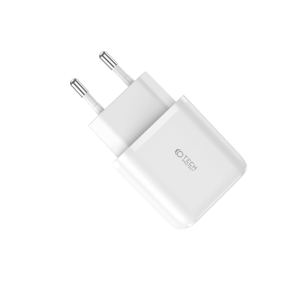 Tech-Protect 20W Wall Charger w. 1 x USB-C & 1 x USB-A - White