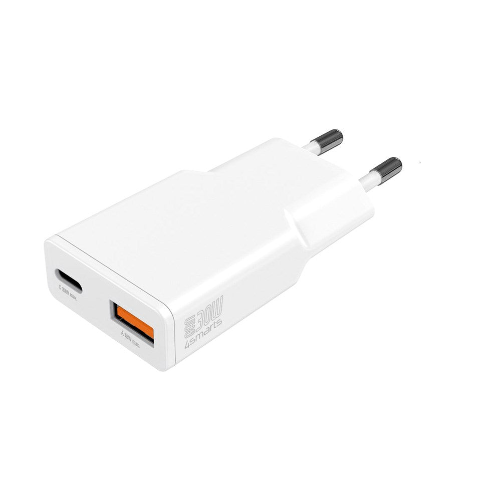 4smarts 2-in-1 Wall Charger - 18W USB-A / 30W USB-C - White