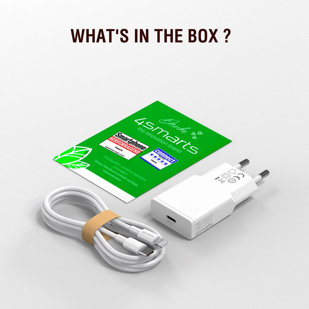 4smarts - Wall Charger USB-C to Lightning Cable - 20W / 1.5m - White