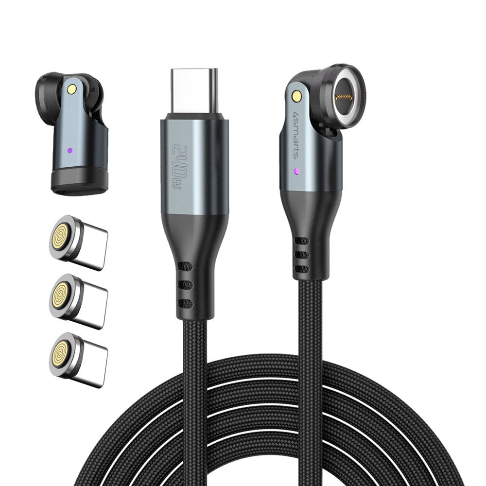 4smarts GravityCord Magnetic Cable with USB-C - 240W - 1.8m - Black