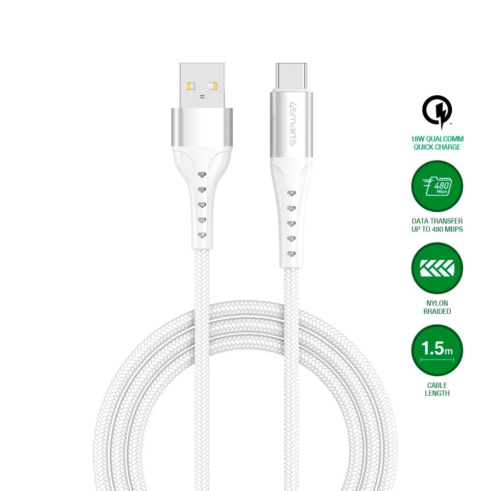 4smarts PrimeCord USB-C to USB-A Cable 18W - 1.5 m - White