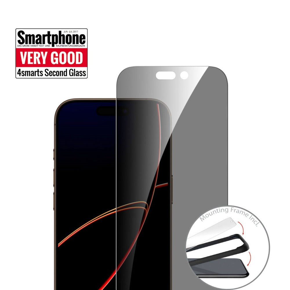 iPhone 17 Pro 4Smarts Second Glass Screen Protector with Mounting Frame - Privacy Function - Transparent
