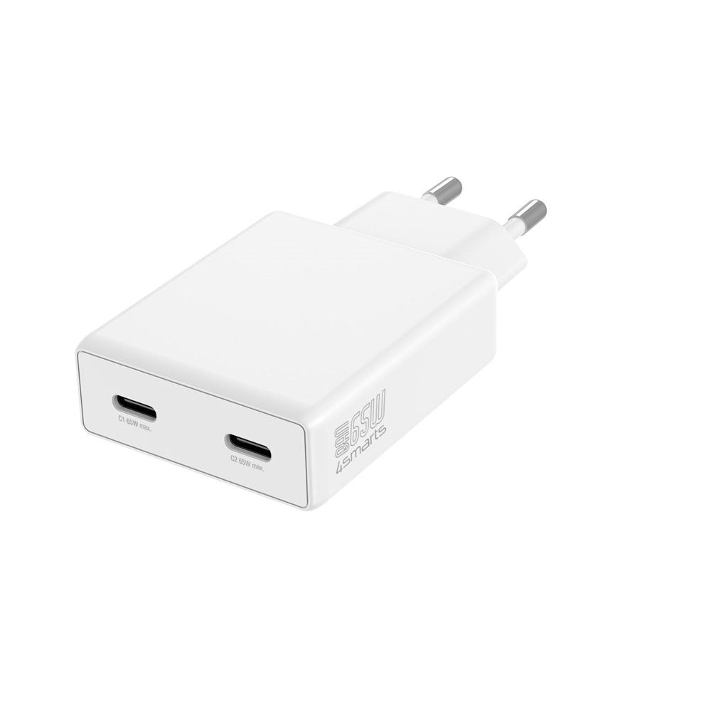 4smarts PDPlug Slim 65W Wall Charger with 2 x USB-C - White