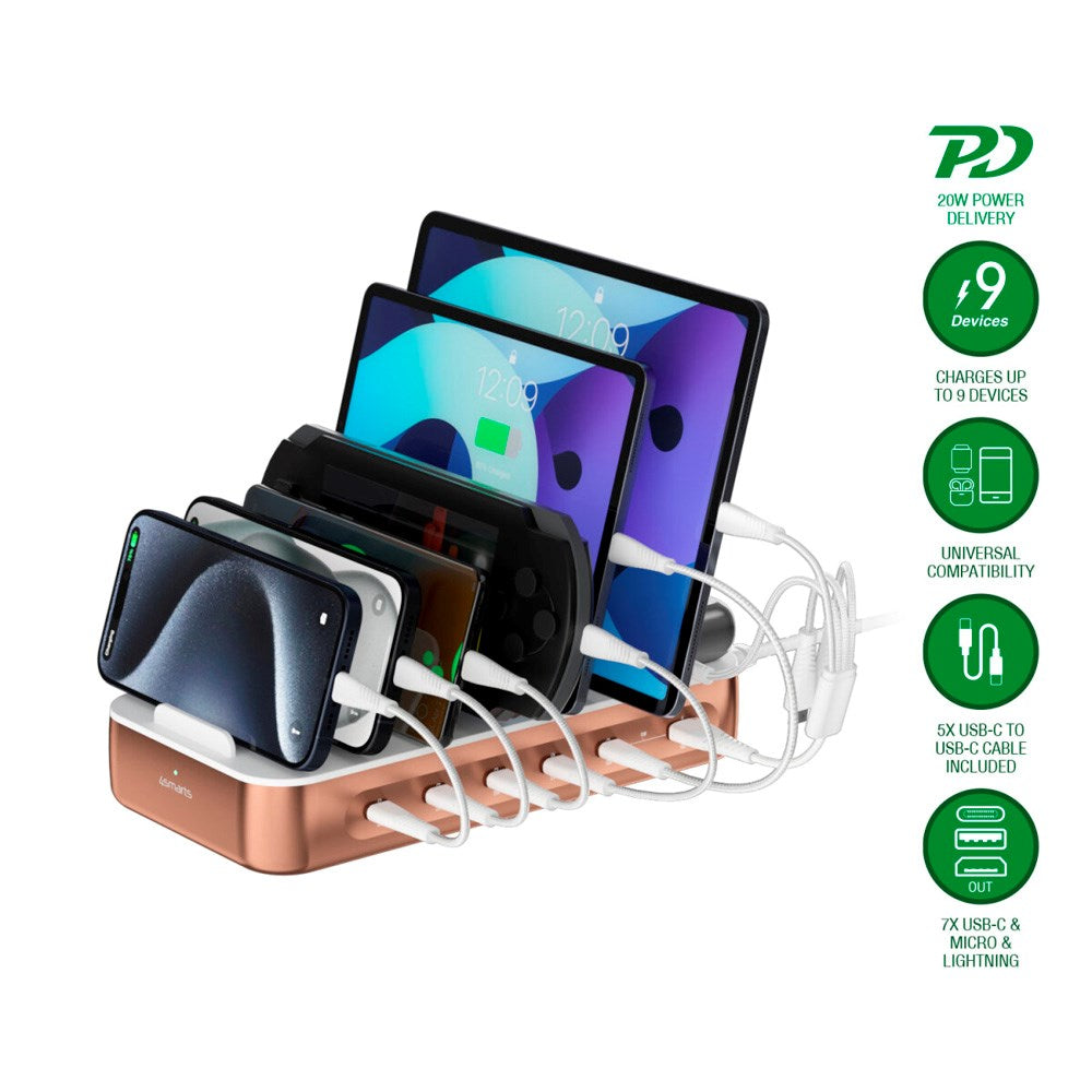 4smarts 9-in-1 Charging Dock 100W - Rose Gold