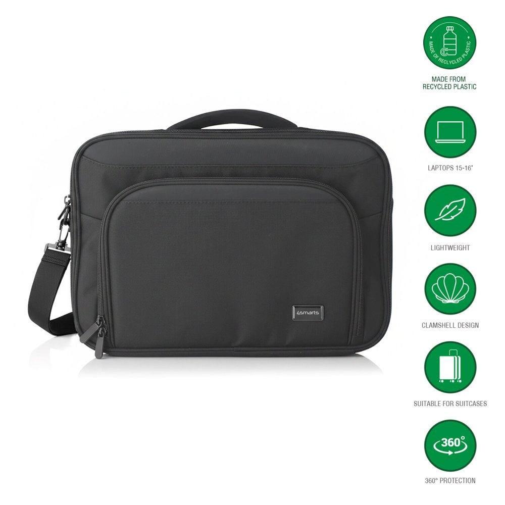 4smarts Eco Clamshell Computer Bag - 15-16" - Black