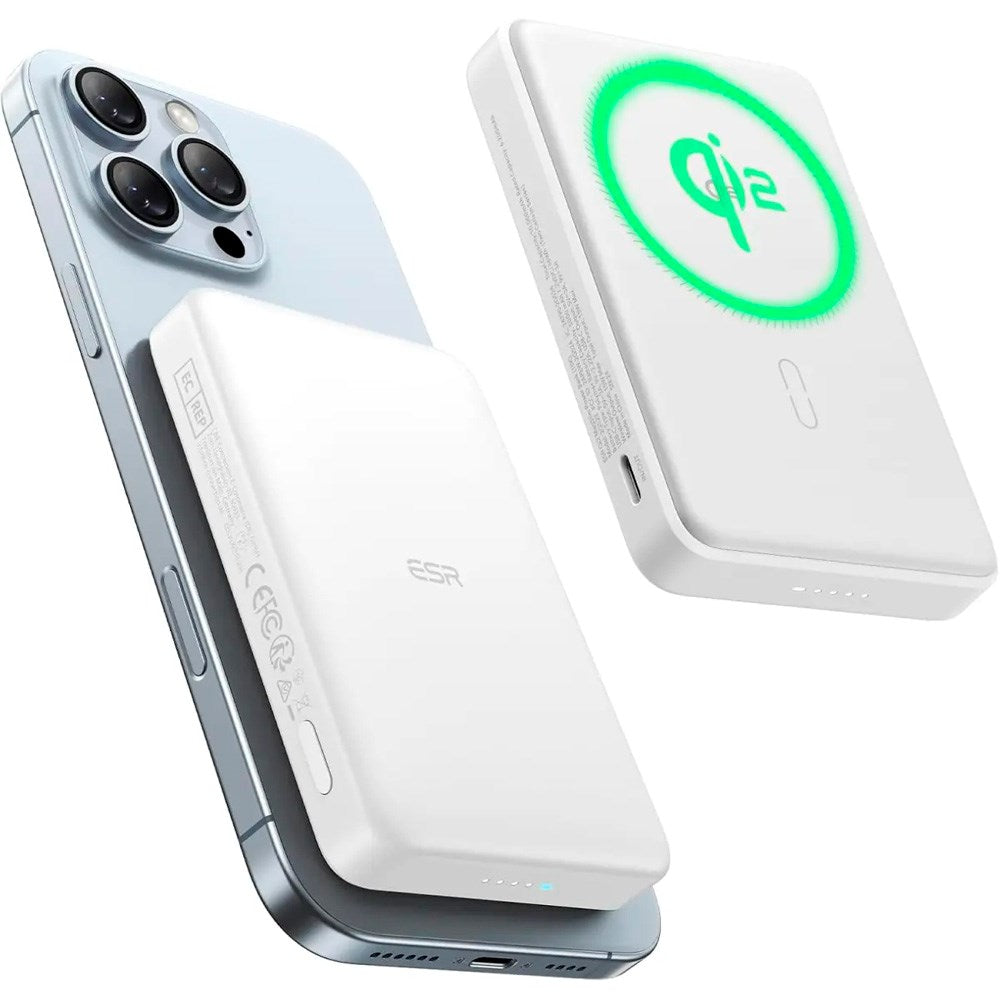 ESR Qi2 MagSlim PowerBank - 15W / 10.000 mAh - MagSafe Compatible - White