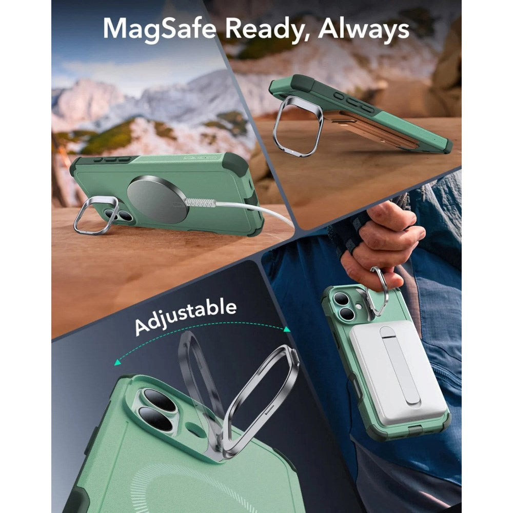ESR iPhone 16 Cyber Armor Case with Kickstand - MagSafe Compatible - Green