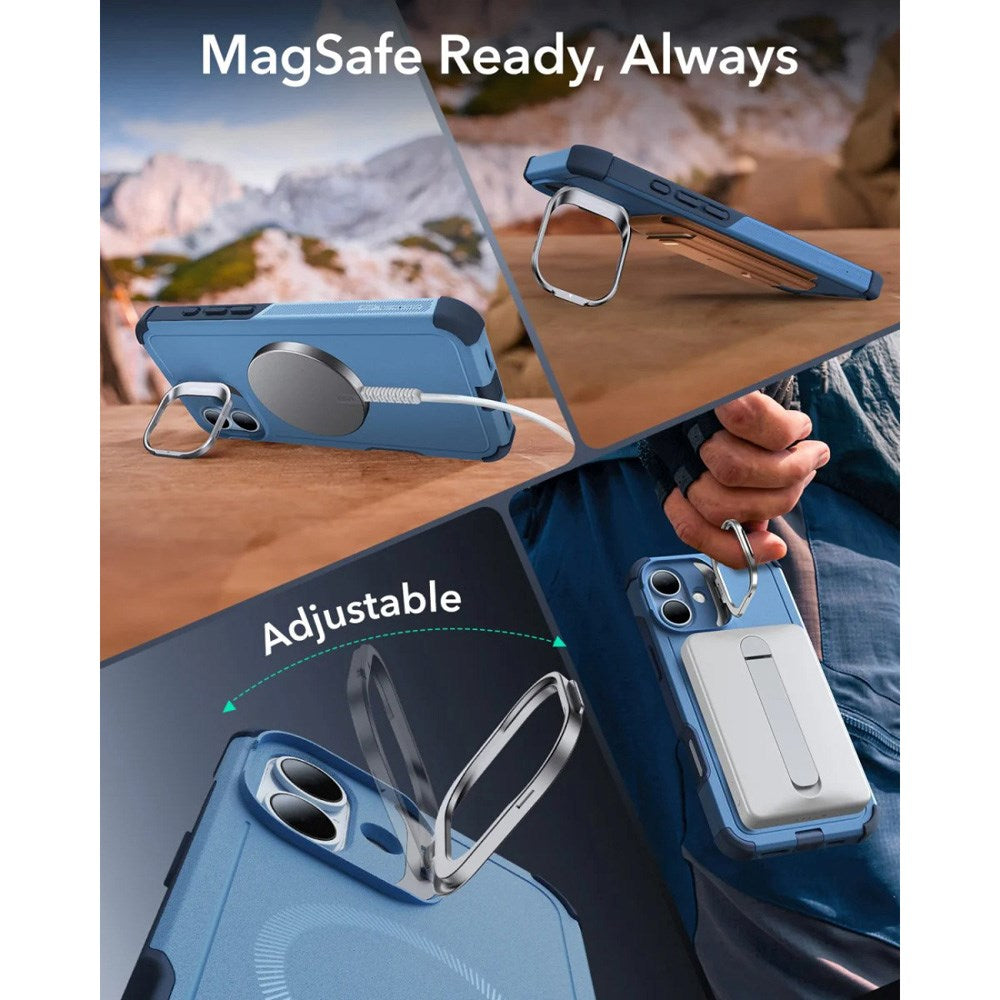 ESR iPhone 16 Cyber Armor Case with Kickstand - MagSafe Compatible - Blue