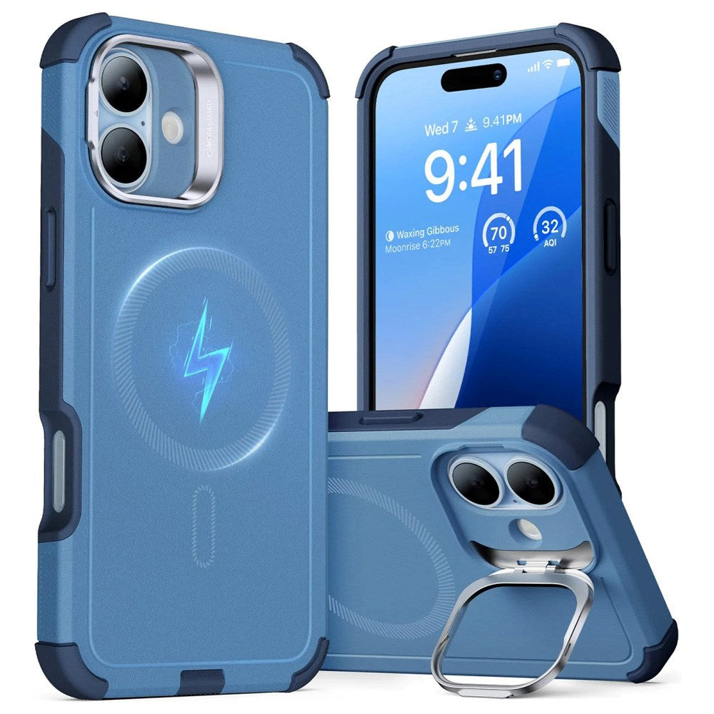 ESR iPhone 16 Cyber Armor Case with Kickstand - MagSafe Compatible - Blue